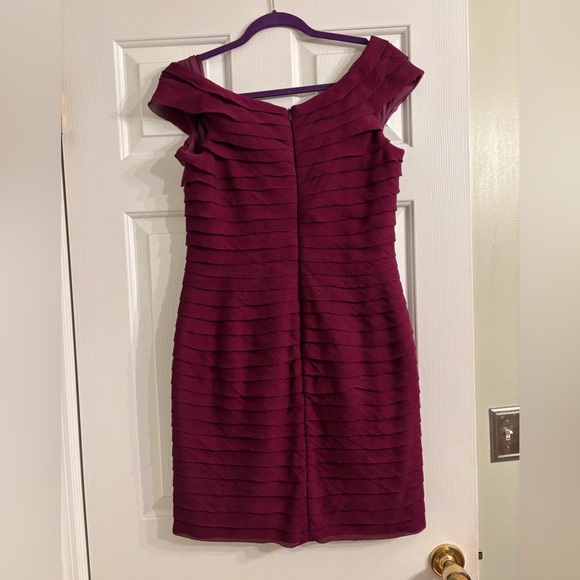 Tadashi 100% Silk Rich Plum Textured Mini Dress - Picture 2 of 4